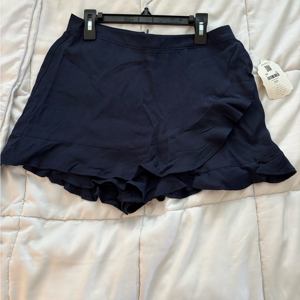 Altar'd State Navy Ruffle Skorts, Lined, Flutter, Tiered, Navy Blue, Medium